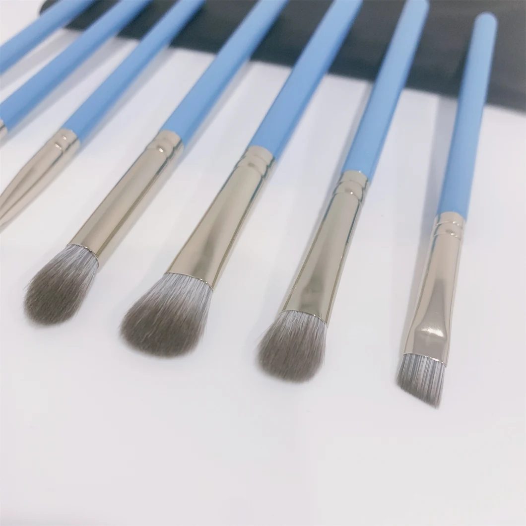 8 PCS Blue Eye Brush Set Synthetic Fibre Soft Brush Hair Eyeliner Makeup Brush Set Eye Shading Cosmetic Brush