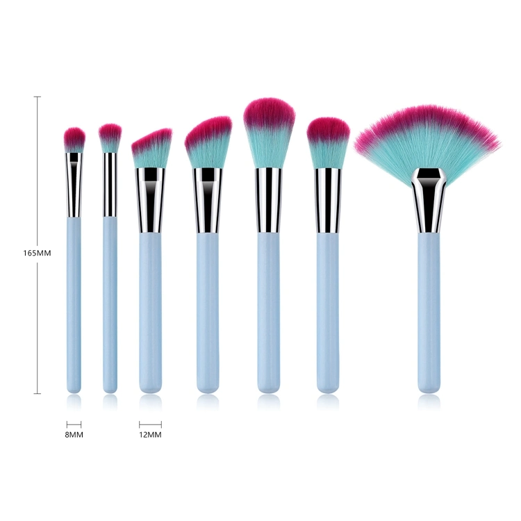 Best Brush 7PCS Makeup Brushes Light Blue Travel Set Synthetic Powder Foundation Eyeliner Cosmetics Brush