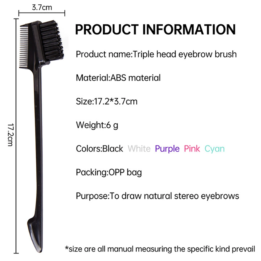 Double Sided Edge Control Hair Comb Hair Styling Brush Multi Color Eyebrow Combing Hair Brush