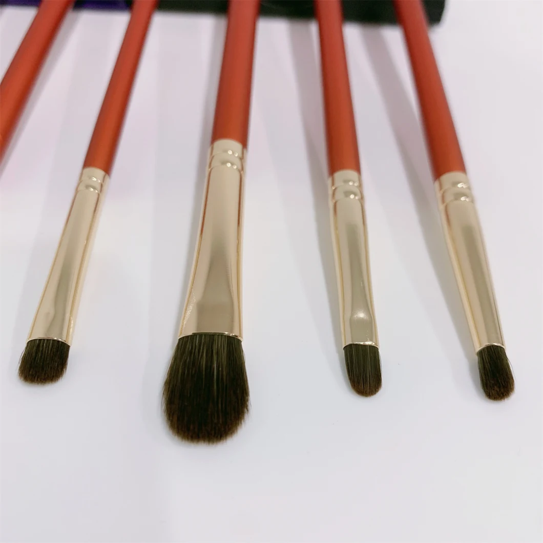 7PCS of Orange Amber Cosmetic Brush Set Synthetic Fiber Eye Makeup Brush Set Eyeliner/Eye Shadow /Highlighter/Nose Contour Brush