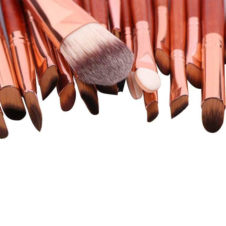 Hot Seller on Amazon 20PCS Red Wood Handle Eyeshadow Eyebrow Eyeliner Makeup Brushes Set Wholesale