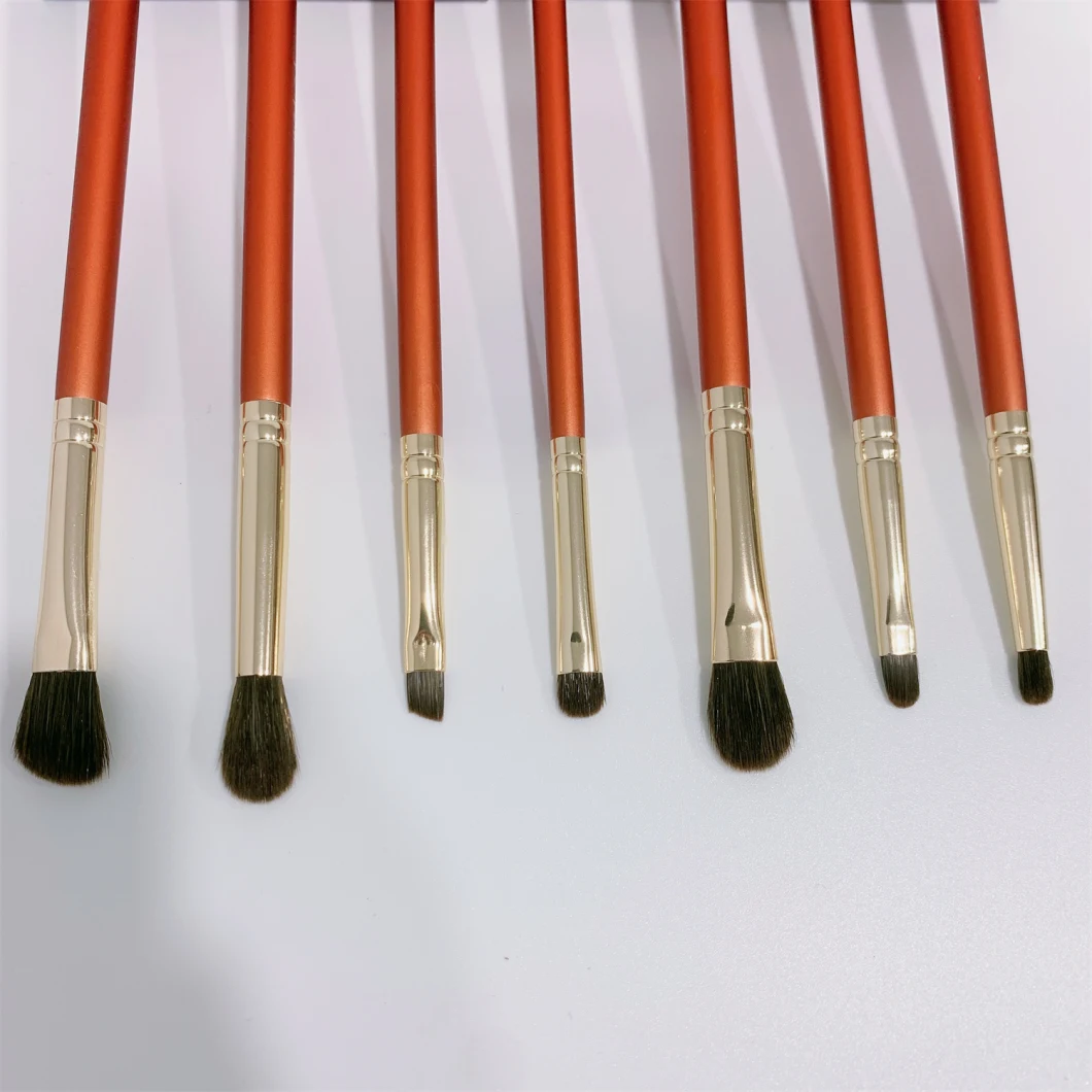 7PCS of Orange Amber Cosmetic Brush Set Synthetic Fiber Eye Makeup Brush Set Eyeliner/Eye Shadow /Highlighter/Nose Contour Brush