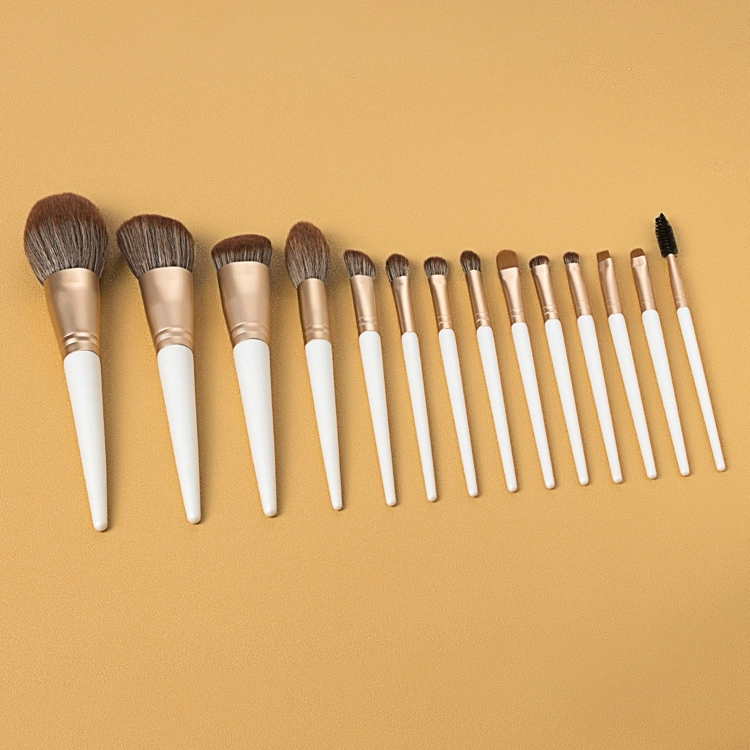 PRO White Foundation Powder Blending Eyebrow Eyeliner Makeup Brushes Set High End Fiber Synthetic Hair Set of Brushes