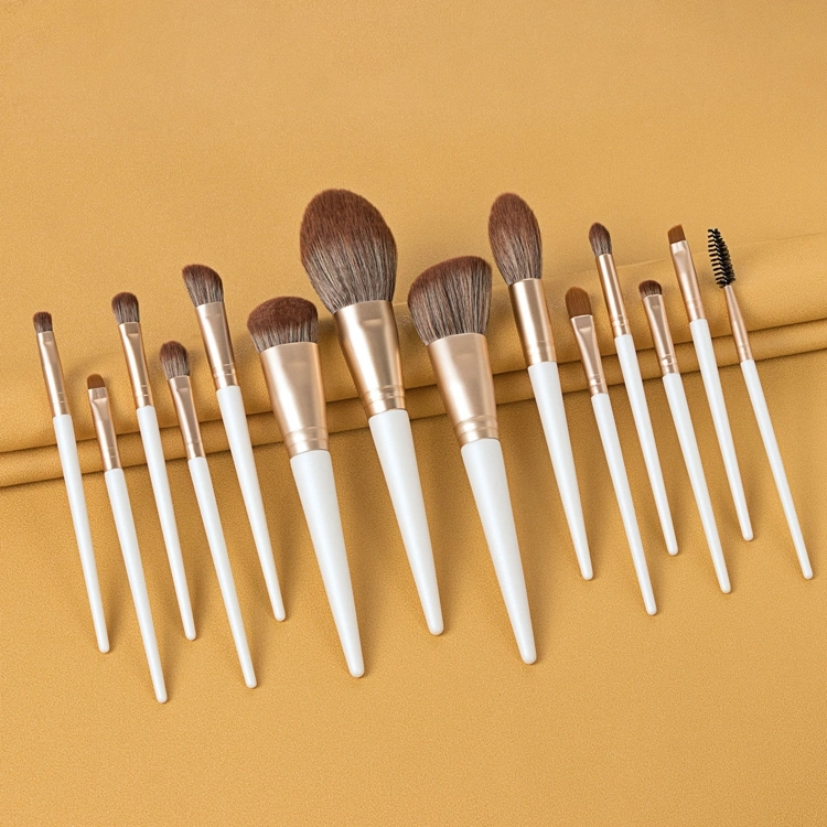 PRO White Foundation Powder Blending Eyebrow Eyeliner Makeup Brushes Set High End Fiber Synthetic Hair Set of Brushes