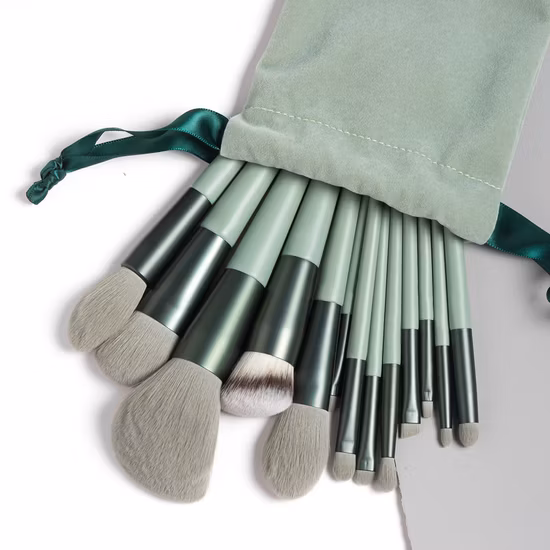 13 PÇS Conjunto de Pincéis de Maquiagem Profissional Verde Pincel de Sobrancelha