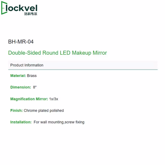 Novo espelho de maquiagem de LED compacto ampliado montado na parede para banheiro