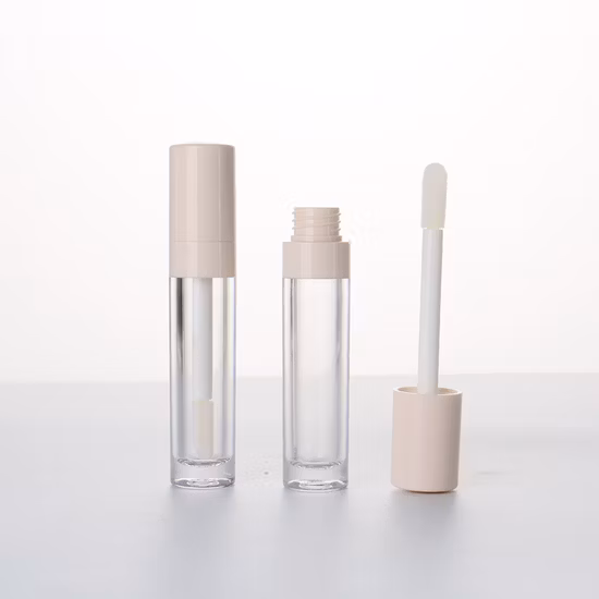 Recipiente de maquiagem de cor rosa personalizado Atacado Recipiente de gloss labial com estampagem a quente Tubos de gloss rosa de plástico